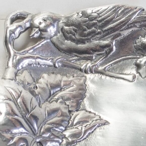 Arthur Court Bird Grape Silver Metal Pattern Aluminum Serving Bread Tray luxury - Picture 3 of 5
